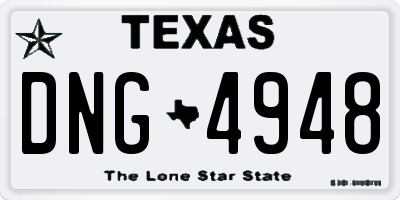 TX license plate DNG4948