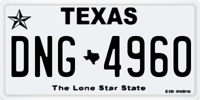 TX license plate DNG4960