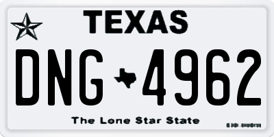 TX license plate DNG4962