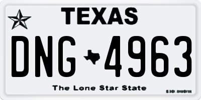 TX license plate DNG4963