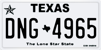 TX license plate DNG4965