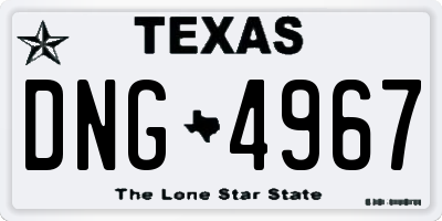 TX license plate DNG4967