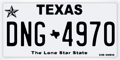 TX license plate DNG4970
