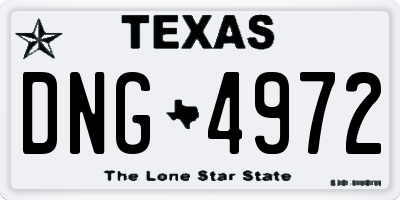 TX license plate DNG4972