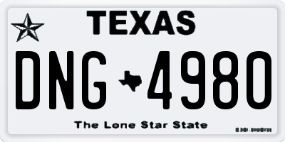 TX license plate DNG4980