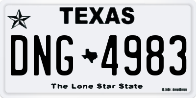 TX license plate DNG4983