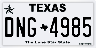 TX license plate DNG4985