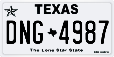 TX license plate DNG4987