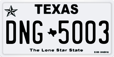 TX license plate DNG5003