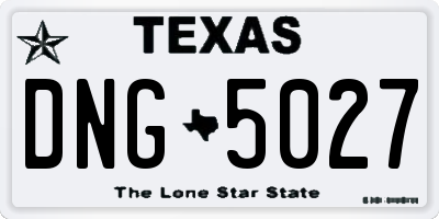 TX license plate DNG5027