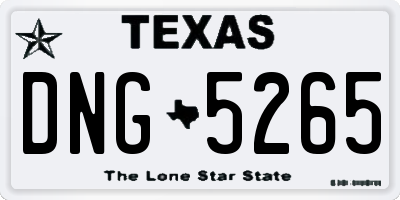 TX license plate DNG5265