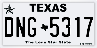 TX license plate DNG5317