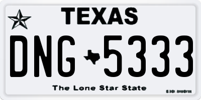 TX license plate DNG5333