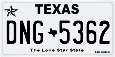 TX license plate DNG5362
