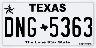 TX license plate DNG5363