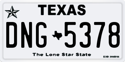 TX license plate DNG5378
