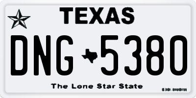 TX license plate DNG5380