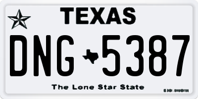 TX license plate DNG5387