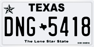 TX license plate DNG5418