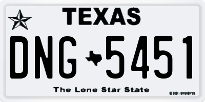 TX license plate DNG5451