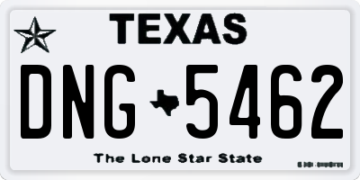 TX license plate DNG5462