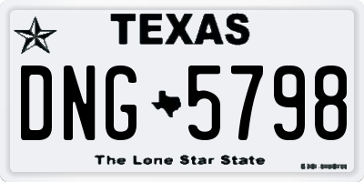 TX license plate DNG5798