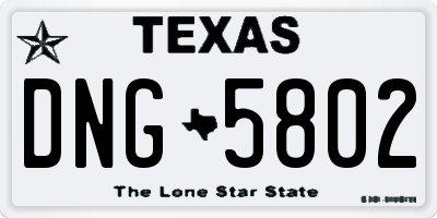 TX license plate DNG5802