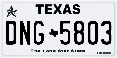 TX license plate DNG5803