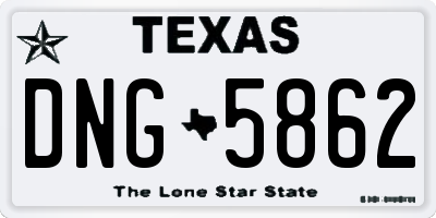 TX license plate DNG5862