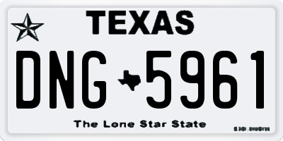 TX license plate DNG5961