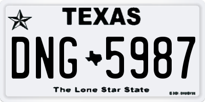 TX license plate DNG5987