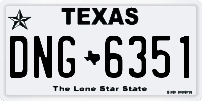 TX license plate DNG6351