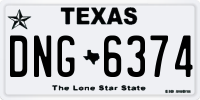 TX license plate DNG6374