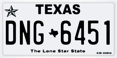TX license plate DNG6451
