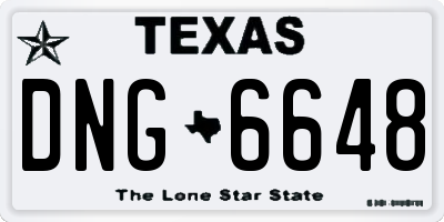 TX license plate DNG6648