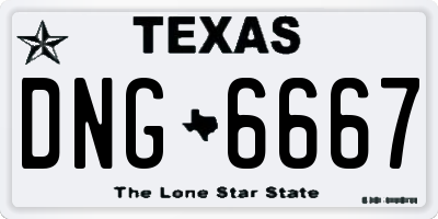 TX license plate DNG6667