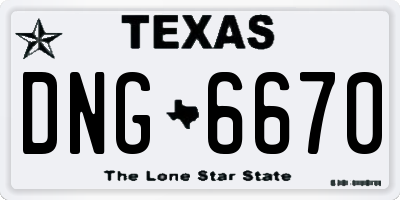TX license plate DNG6670