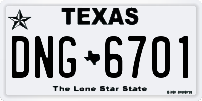TX license plate DNG6701