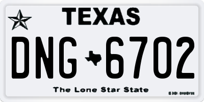 TX license plate DNG6702