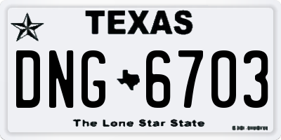 TX license plate DNG6703