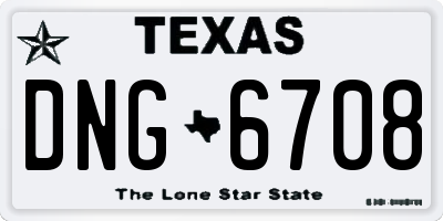 TX license plate DNG6708