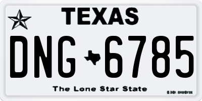 TX license plate DNG6785