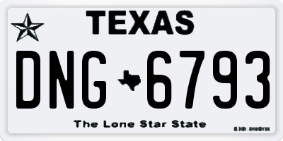 TX license plate DNG6793