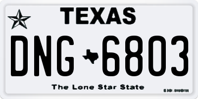 TX license plate DNG6803