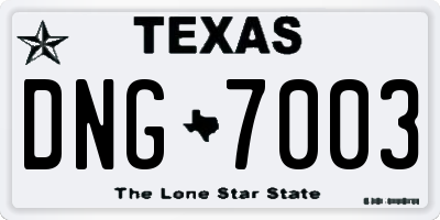 TX license plate DNG7003
