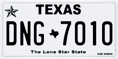 TX license plate DNG7010