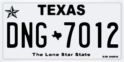 TX license plate DNG7012