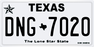 TX license plate DNG7020