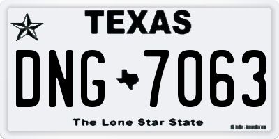 TX license plate DNG7063