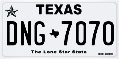 TX license plate DNG7070